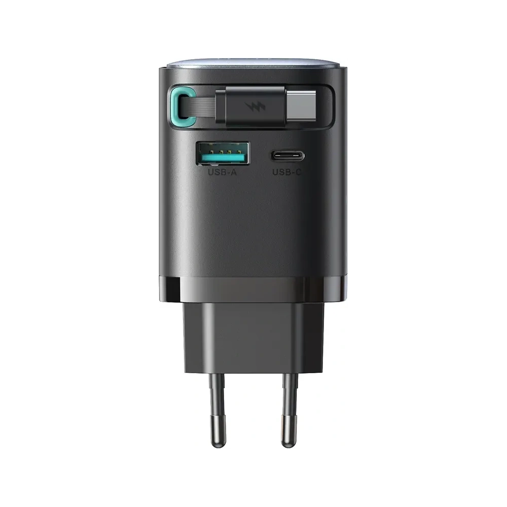 Hurtownia GSM - Joyroom JR-TCL02 GaN falitöltő 65W USB-A, USB-C beépített USB-C kábellel fekete - JYR1042 - {ean13} - Hurt