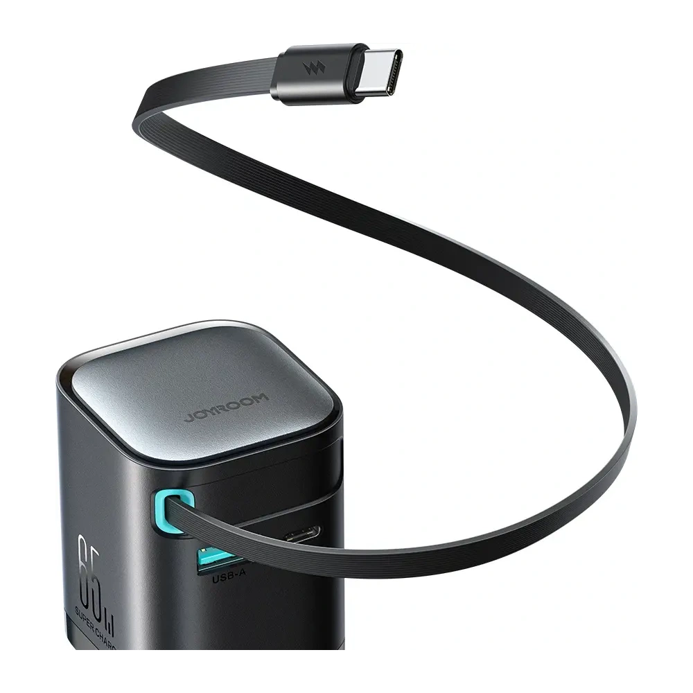 Hurtownia GSM - Joyroom JR-TCL02 GaN falitöltő 65W USB-A, USB-C beépített USB-C kábellel fekete - JYR1042 - {ean13} - Hurt