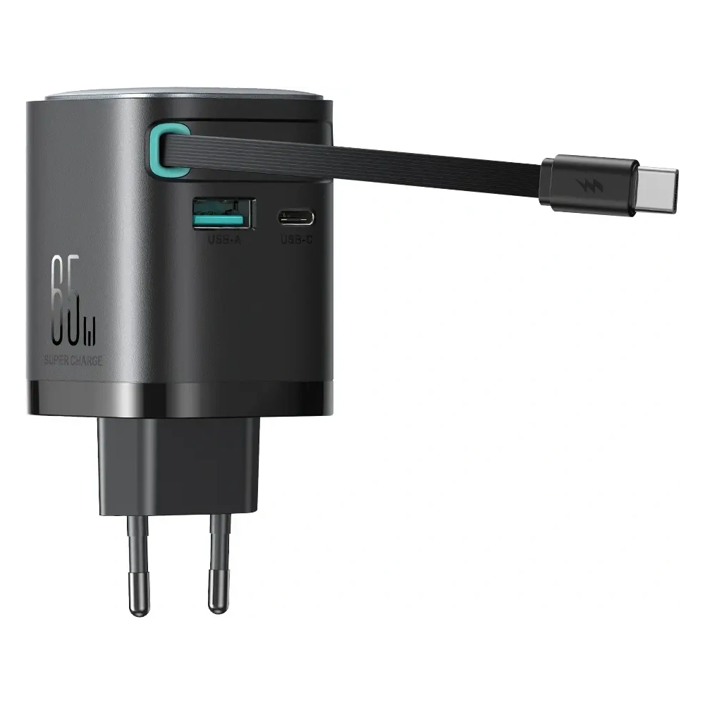 Hurtownia GSM - Joyroom JR-TCL02 GaN falitöltő 65W USB-A, USB-C beépített USB-C kábellel fekete - JYR1042 - {ean13} - Hurt