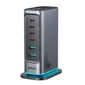 Hurtownia GSM - Joyroom JR-TCM02 GaN falitöltő többportos 65W 2xUSB-A, 4xUSB-C sötétszürke - JYR1043 - {ean13} - Hurt
