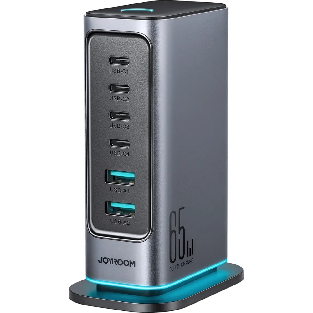 Hurtownia GSM - Joyroom JR-TCM02 GaN falitöltő többportos 65W 2xUSB-A, 4xUSB-C sötétszürke - JYR1043 - {ean13} - Hurt