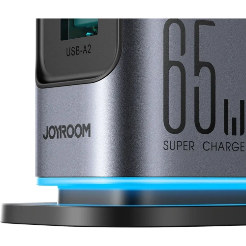 Ładowarka sieciowa Joyroom JR-TCM02 wieloportowa GaN 65W 2xUSB-A, 4xUSB-C ciemnoszara