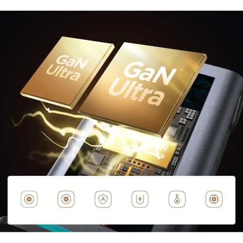 Ładowarka sieciowa Joyroom JR-TCM02 wieloportowa GaN 65W 2xUSB-A, 4xUSB-C ciemnoszara