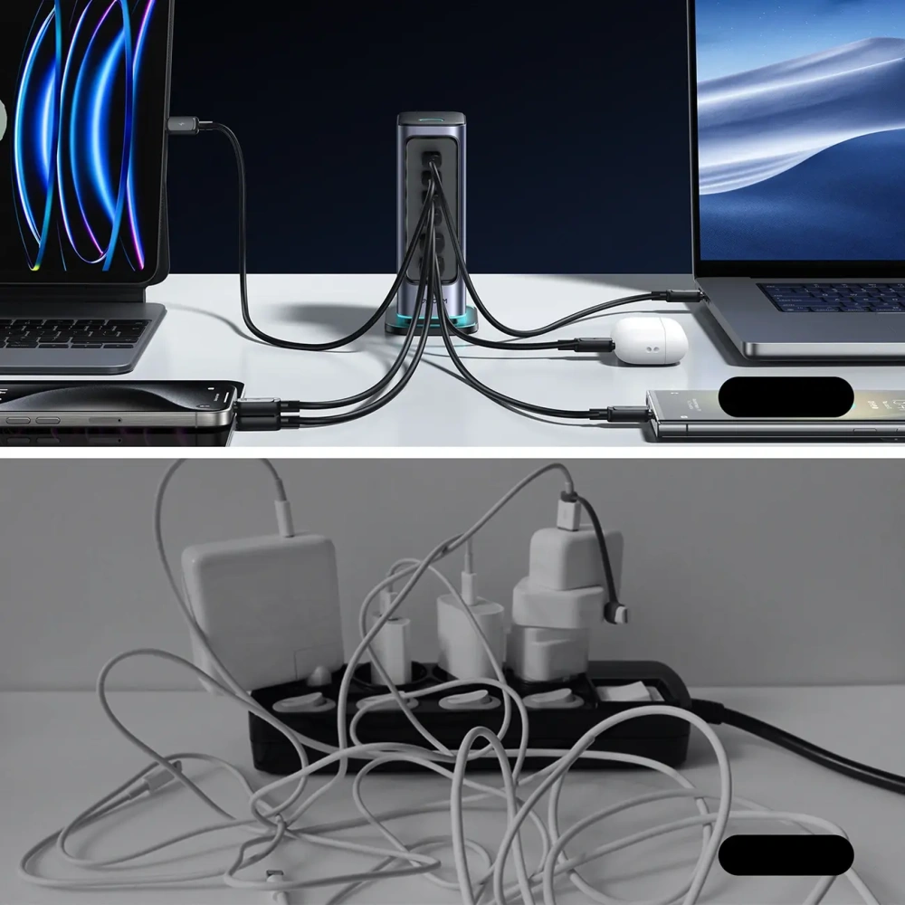 Hurtownia GSM - Joyroom JR-TCM02 GaN falitöltő többportos 65W 2xUSB-A, 4xUSB-C sötétszürke - JYR1043 - {ean13} - Hurt