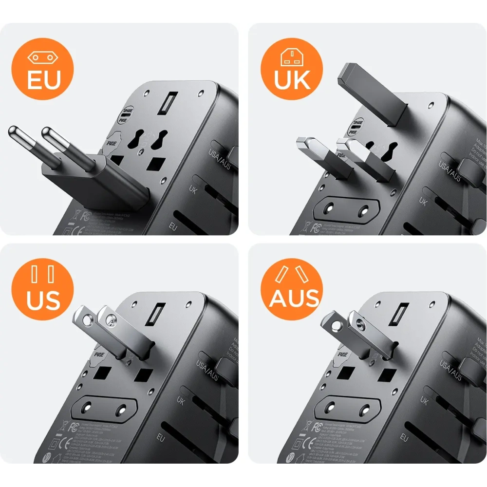 Hurtownia GSM - Joyroom JR-TCW01 utazási adapter 17W EU / US / UK / JP / AU / CN fekete - JYR1044 - {ean13} - Hurt
