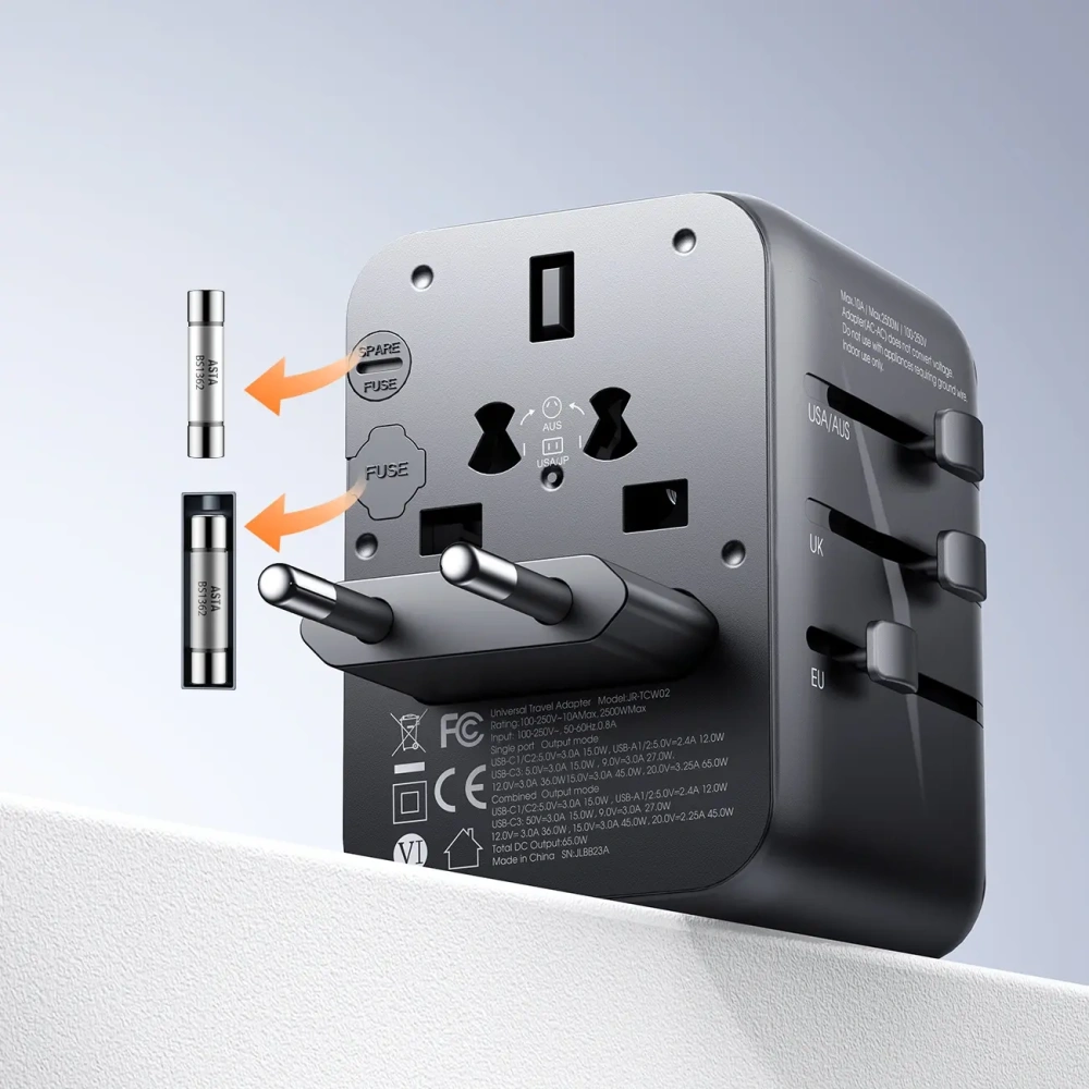 Hurtownia GSM - Joyroom JR-TCW01 utazási adapter 17W EU / US / UK / JP / AU / CN fekete - JYR1044 - {ean13} - Hurt
