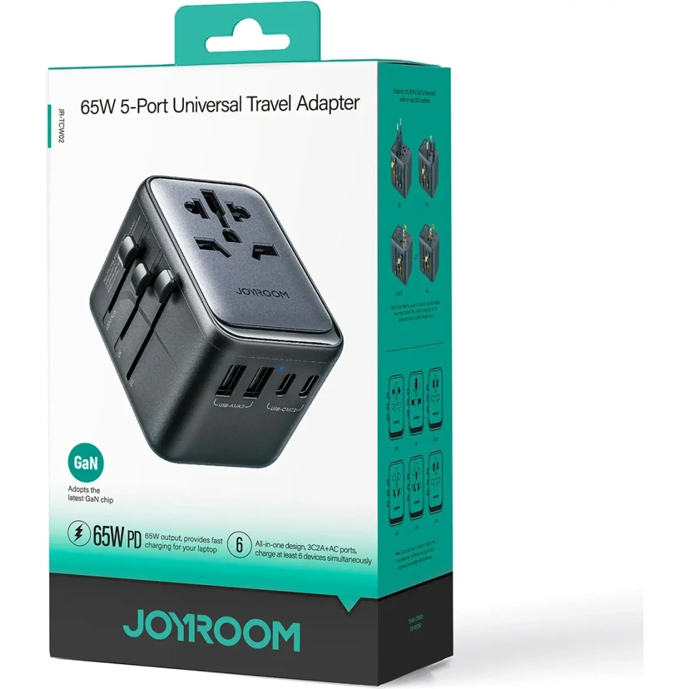 Hurtownia GSM - Joyroom JR-TCW02 Reiseadapter 65W EU / US / JP / AU / UK / CN schwarz - JYR1045 - {ean13} - Hurt