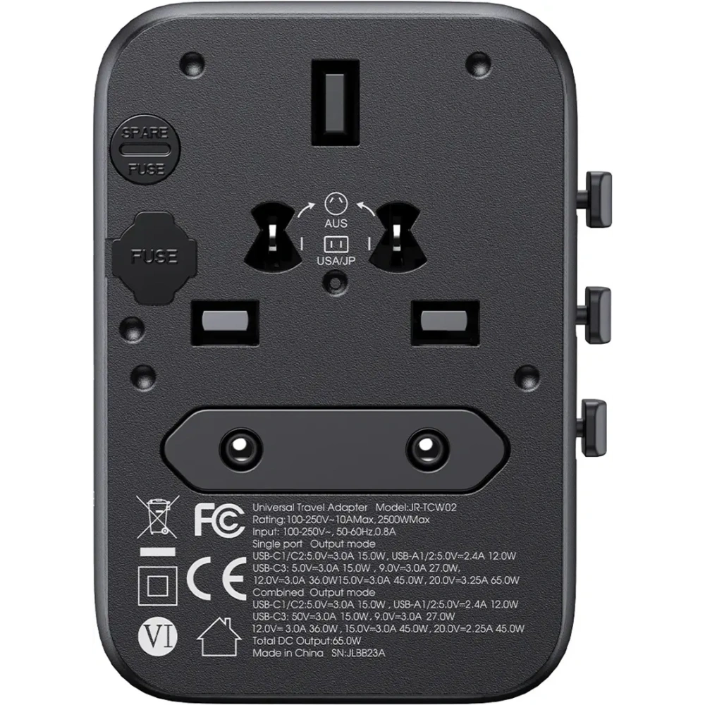 Hurtownia GSM - Joyroom JR-TCW02 Reiseadapter 65W EU / US / JP / AU / UK / CN schwarz - JYR1045 - {ean13} - Hurt