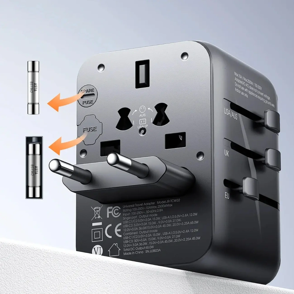 Hurtownia GSM - Joyroom JR-TCW02 utazási adapter 65W EU / US / JP / AU / UK / CN fekete - JYR1045 - {ean13} - Hurt