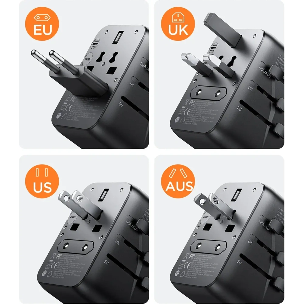 Hurtownia GSM - Joyroom JR-TCW02 utazási adapter 65W EU / US / JP / AU / UK / CN fekete - JYR1045 - {ean13} - Hurt