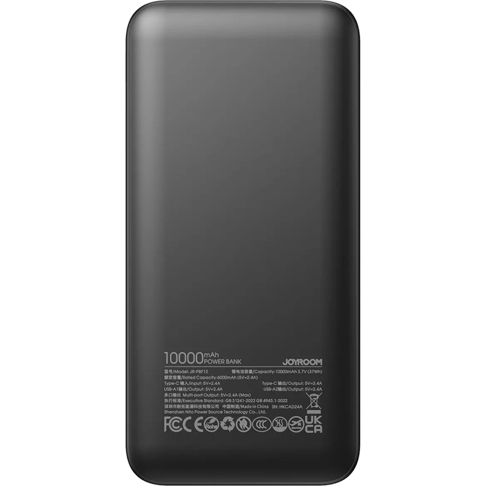 Hurtownia GSM - Joyroom JR-PBF12 powerbank 10000mAh 12W 2.4A 2xUSB-A, USB-C negru - JYR1046 - {ean13} - Hurt