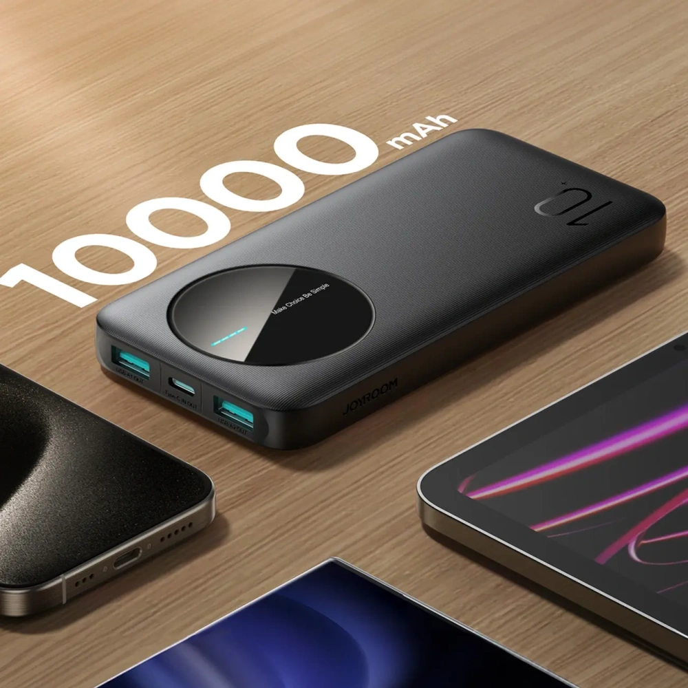 Wholesale Joyroom JR-PBF12 powerbank 10000mAh 12W 2.4A 2xUSB-A, USB-C black - JYR1046 - {ean13} - Hurt