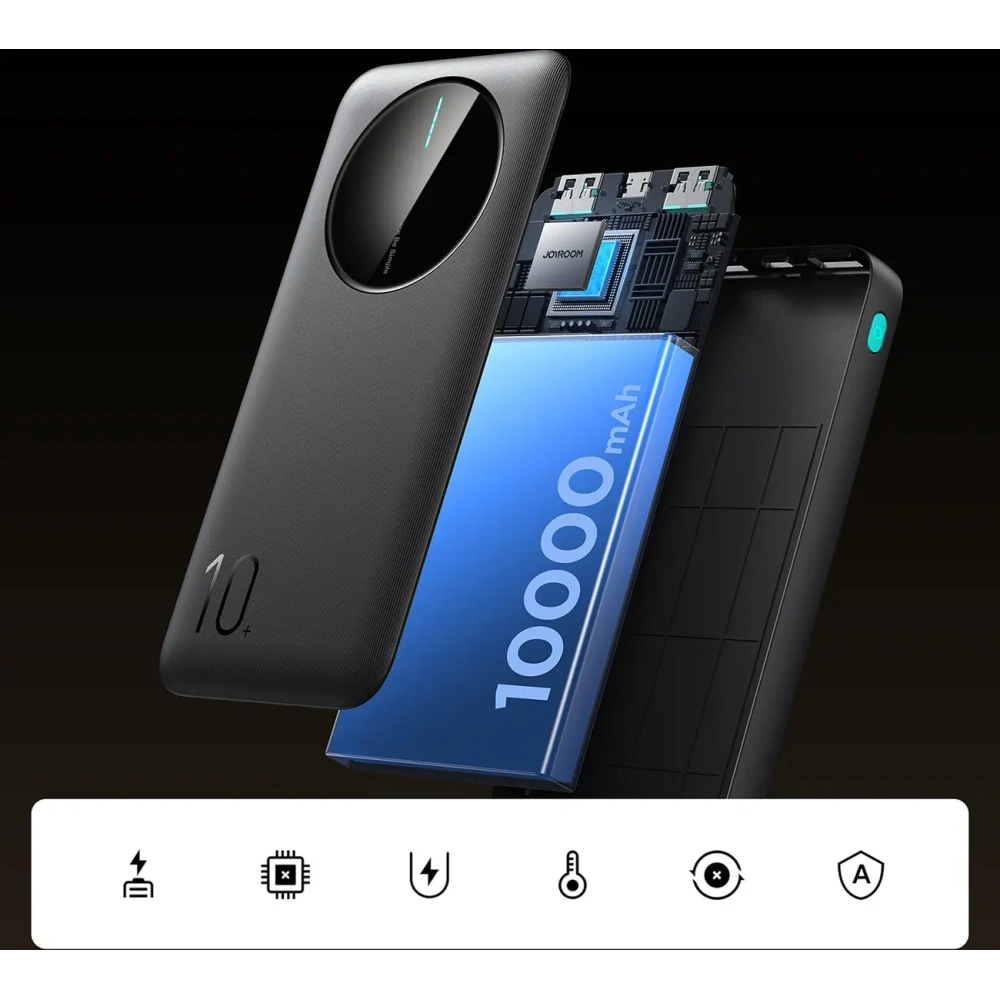 Wholesale Joyroom JR-PBF12 powerbank 10000mAh 12W 2.4A 2xUSB-A, USB-C black - JYR1046 - {ean13} - Hurt