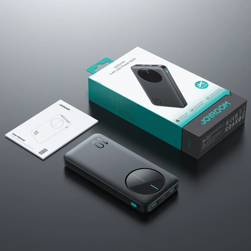 Hurtownia GSM - Joyroom JR-PBF12 powerbank 10000mAh 12W 2.4A 2xUSB-A, USB-C negru - JYR1046 - {ean13} - Hurt