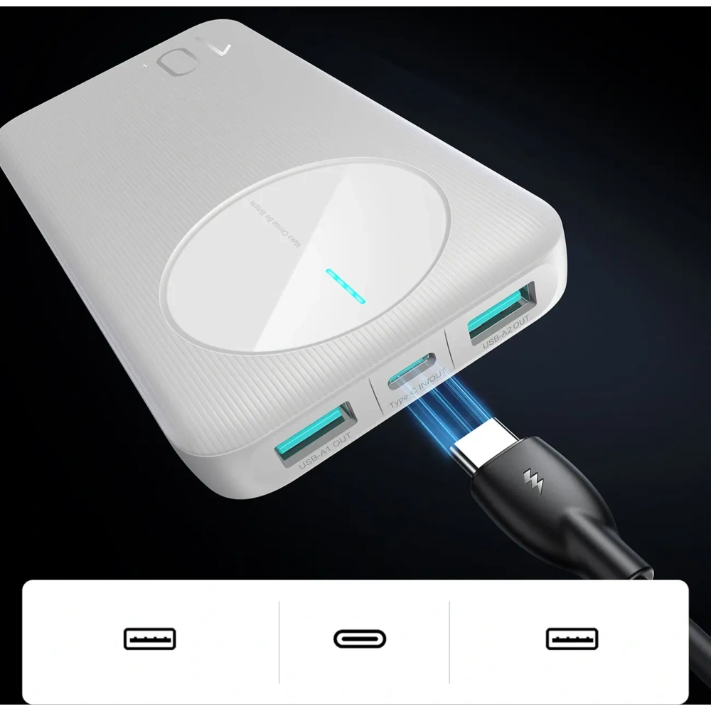 Hurtownia GSM - Joyroom JR-PBF12 powerbank 10000mAh 12W 2.4A 2xUSB-A, USB-C alb - JYR1047 - {ean13} - Hurt