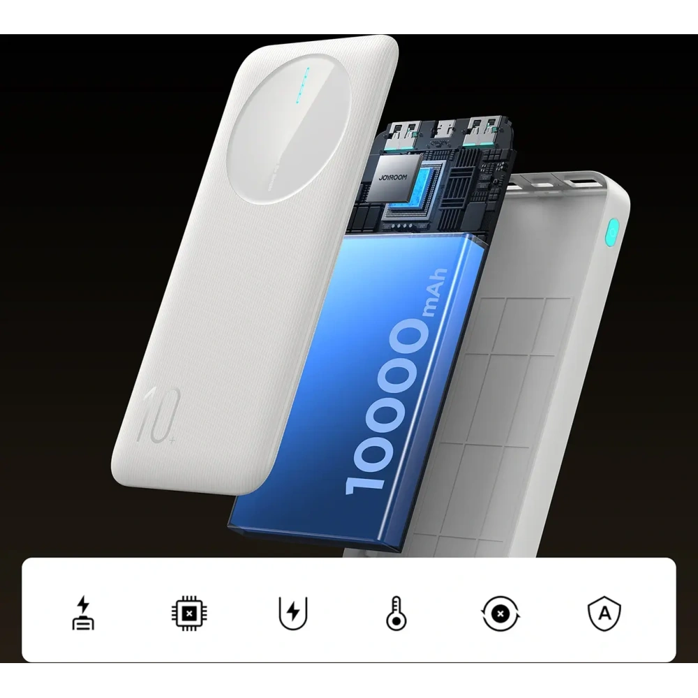 Hurtownia GSM - Joyroom JR-PBF12 powerbank 10000mAh 12W 2.4A 2xUSB-A, USB-C alb - JYR1047 - {ean13} - Hurt