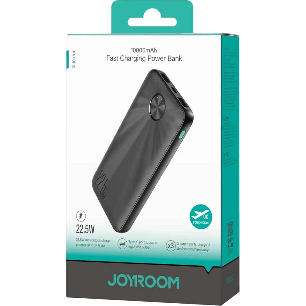 Hurtownia GSM - Joyroom JR-PBF15 powerbank 10000mAh 22.5W USB-A USB-C 22.5W fekete - JYR1048 - {ean13} - Hurt