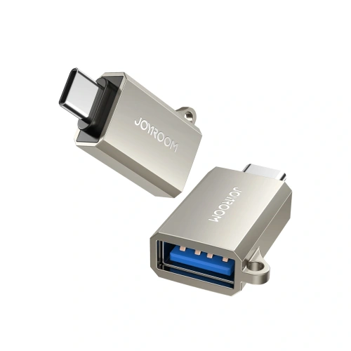 Adapter Joyroom S-H151 USB-C (męski) / USB-A (żeński) z oczkiem na smycz srebrny