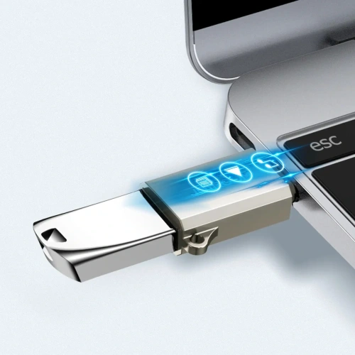 Adapter Joyroom S-H151 USB-C (męski) / USB-A (żeński) z oczkiem na smycz srebrny