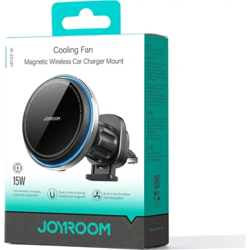 Uchwyt samochodowy z ładowarką indukcyjną MagSafe do kratki Joyroom JR-ZS387 z wentylatorem czarny