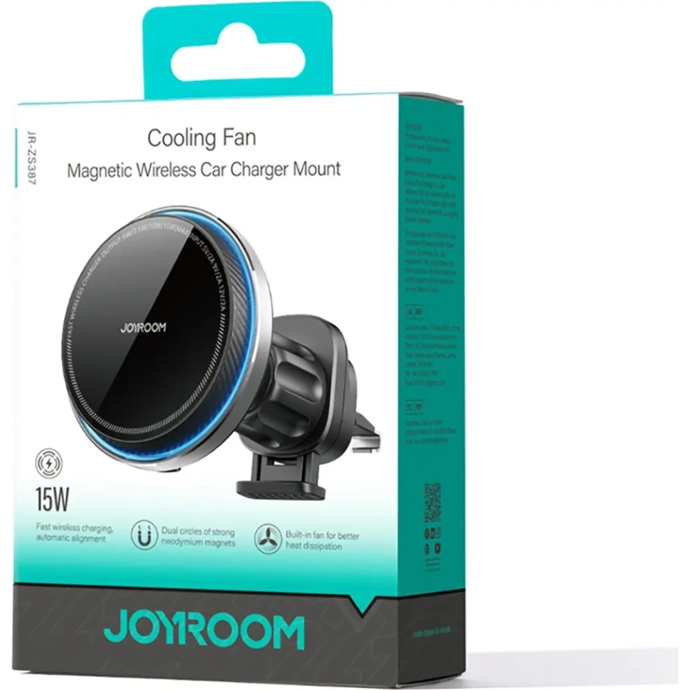 Hurtownia GSM - Joyroom JR-ZS387 autós tartó MagSafe induktív töltővel légbeömlőhöz ventilátorral fekete színben - JYR1055 - {ean13} - Hurt