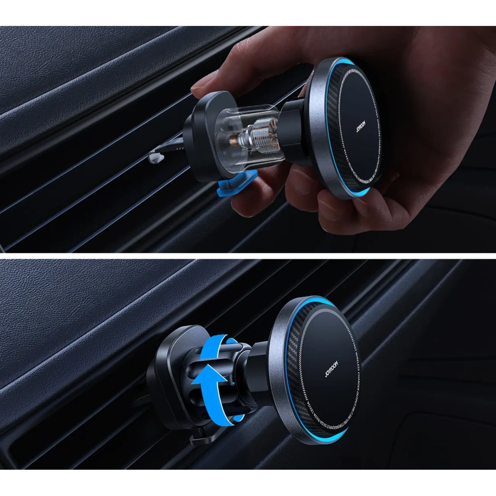 Wholesale Joyroom JR-ZS387 car holder with MagSafe inductive charger for air vent with fan black - JYR1055 - {ean13} - Hurt