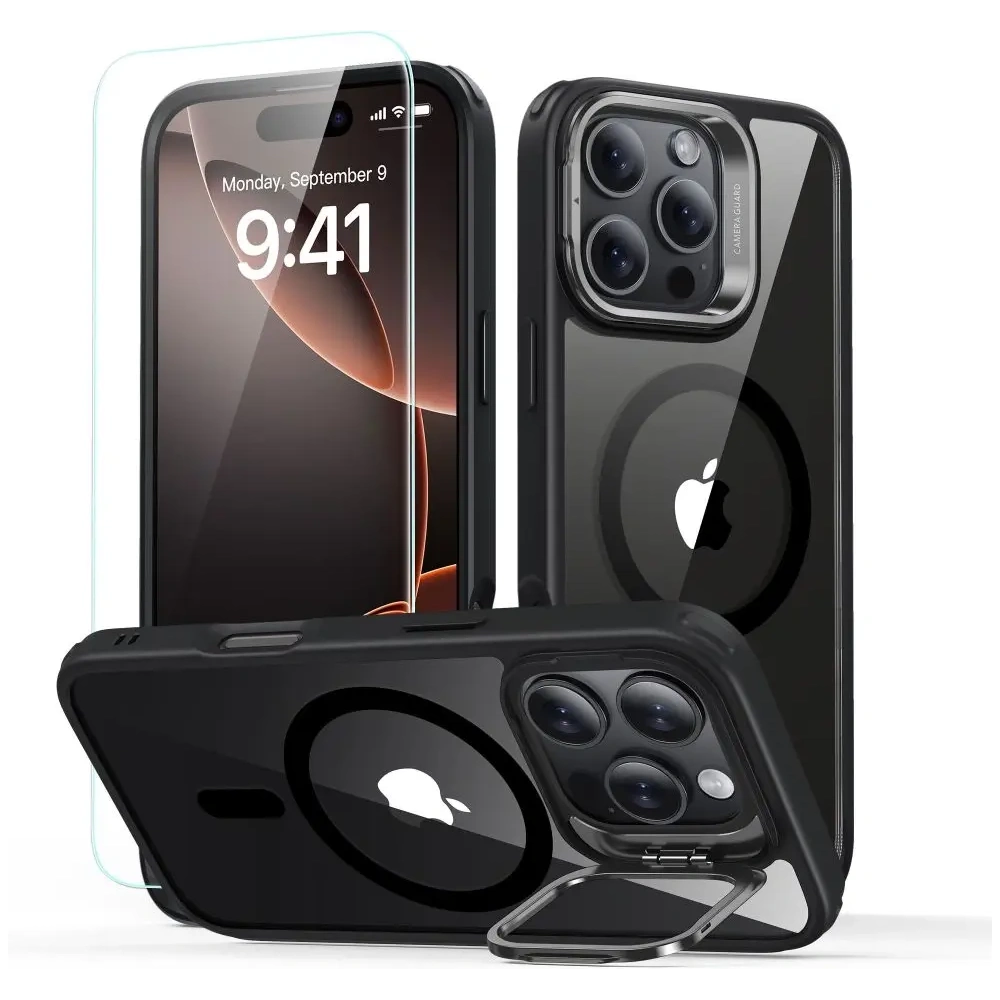 Hurtownia GSM - ESR Classic Hybrid Kickstand HaloLock MagSafe & gehärtetes Glas Apple iPhone 16 Pro klar/schwarz - ESR855 - {ean13} - Hurt