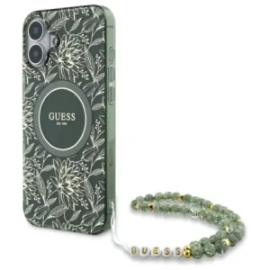 Wholesale Guess GUHMP16MHCPOFPA Apple iPhone 16 Plus hardcase IML Flowers Allover Electro With Pearl Strap MagSafe green - GUE3636 - {ean13} - Hurt