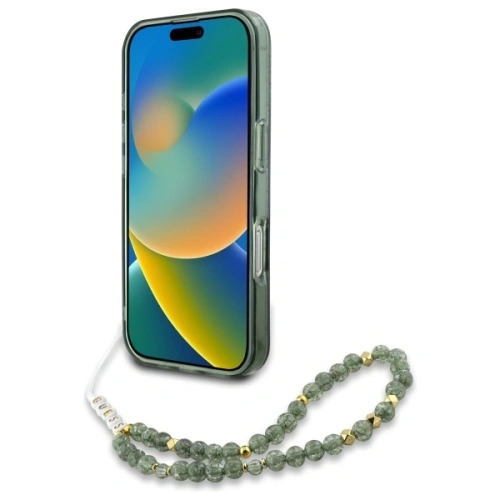 Etui Guess GUHMP16MHCPOFPA Apple iPhone 16 Plus hardcase IML Flowers Allover Electro With Pearl Strap MagSafe zielony/green