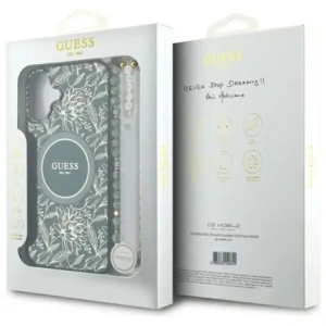 Hurtownia GSM - Guess GUHMP16MHCPOFPA Apple iPhone 16 Plus kemény tok IML Virágok Teljes Felület Elektromos Gyöngy Pánt MagSafe zöld - GUE3636 - {ean13} - Hurt
