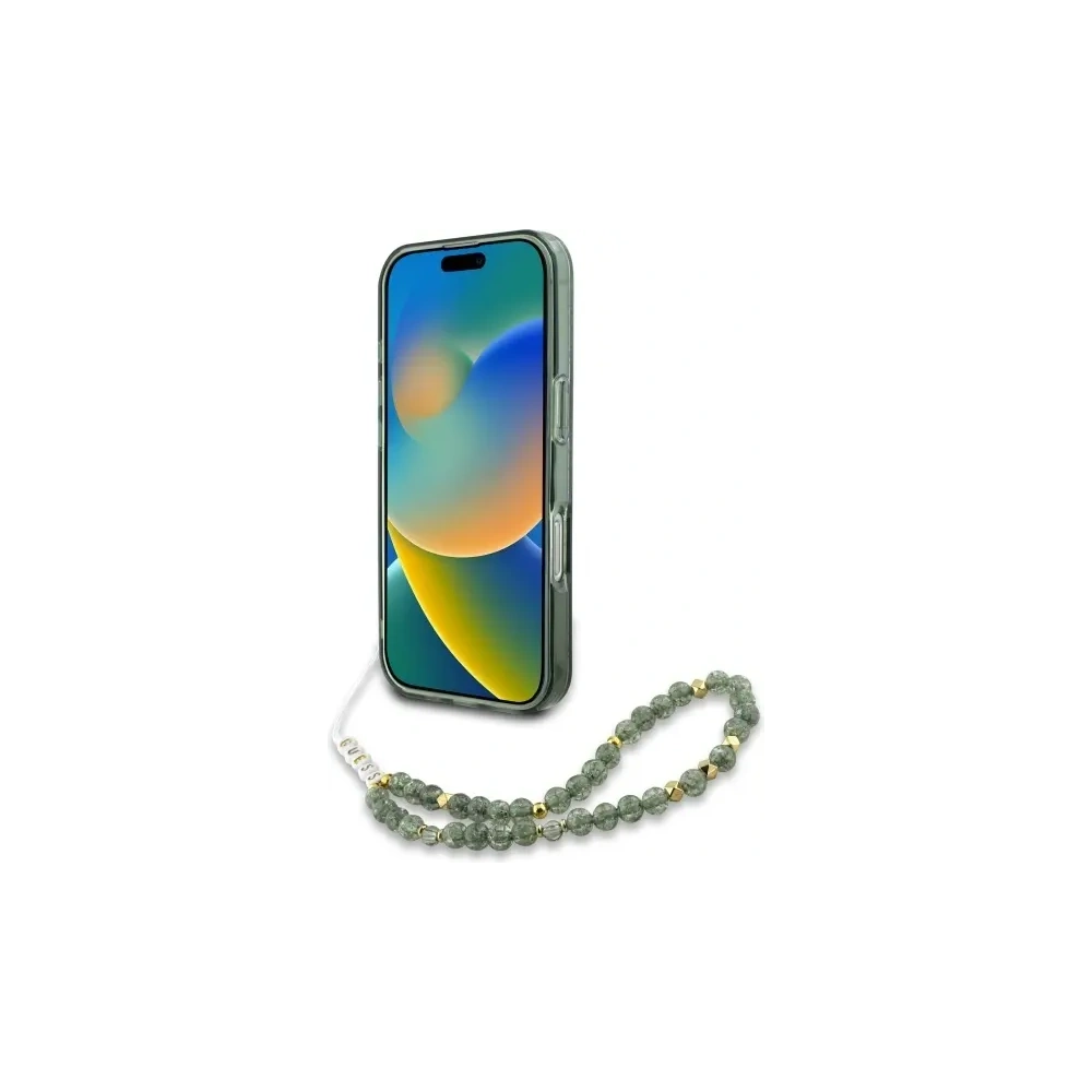 Hurtownia GSM - Guess GUHMP16SHCPOFPA Apple iPhone 16 Hardcase IML Blumen Allover Elektro mit Perlenriemen MagSafe grün - GUE3637 - {ean13} - Hurt