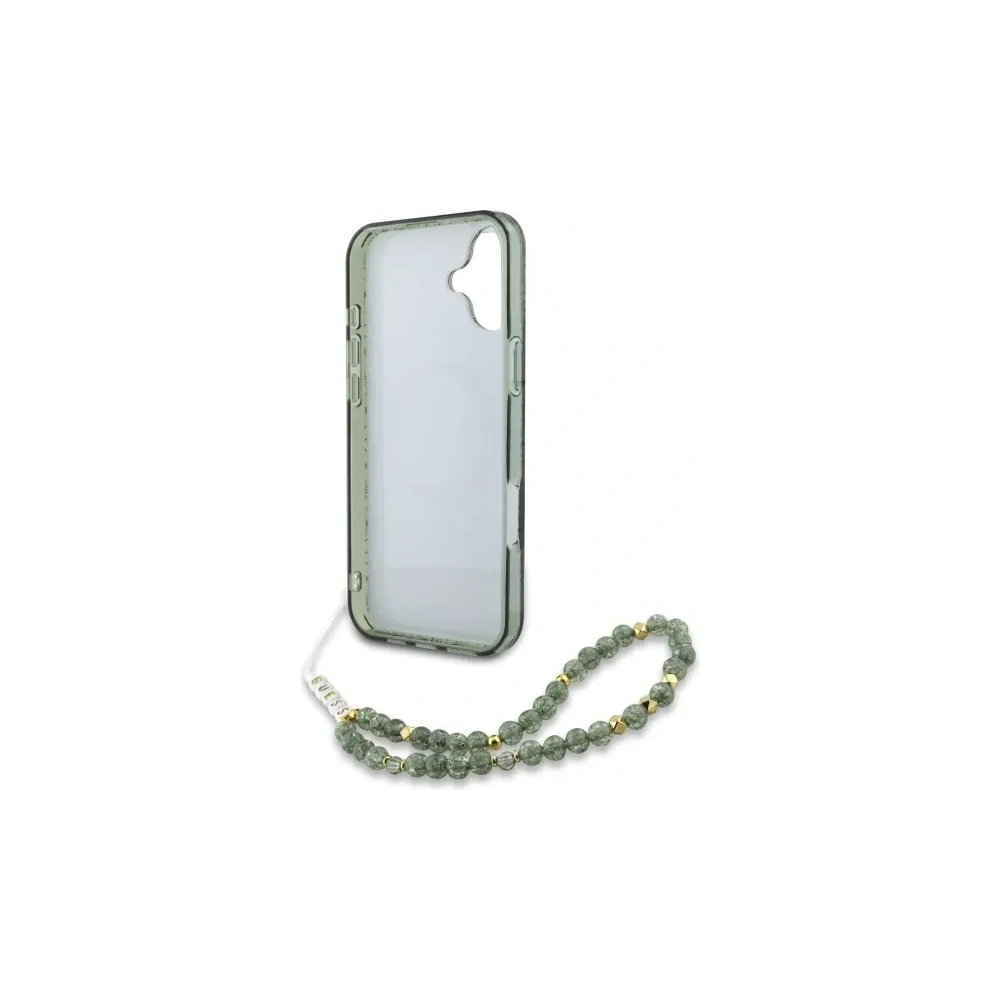 Wholesale Guess GUHMP16SHCPOFPA Apple iPhone 16 hardcase IML Flowers Allover Electro With Pearl Strap MagSafe green - GUE3637 - {ean13} - Hurt