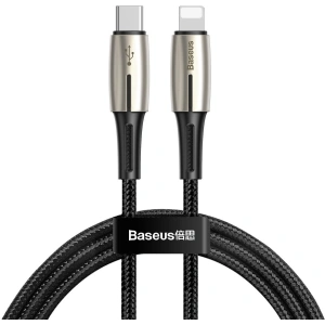 Kabel USB-C do Lightning PD Baseus Waterdrop z diodą LED, 18W, 1,3m (czarny)