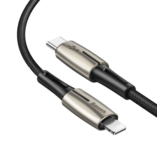 Kabel USB-C do Lightning PD Baseus Waterdrop z diodą LED, 18W, 1,3m (czarny)