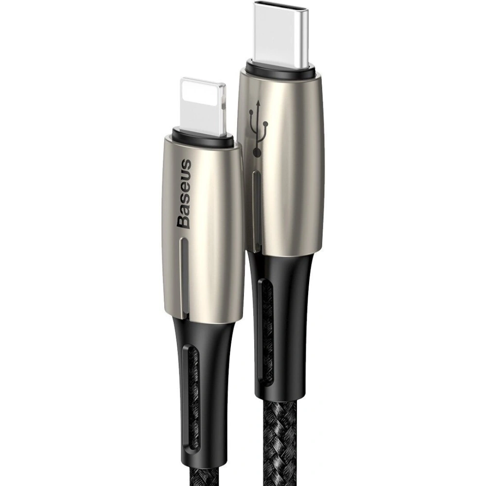Hurtownia GSM - Kabel USB-C do Lightning PD Baseus Waterdrop z diodą LED, 18W, 1,3m (czarny) - BSU1129BLK - {ean13} - Hurt