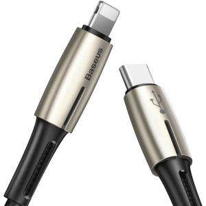 Kabel USB-C do Lightning PD Baseus Waterdrop z diodą LED, 18W, 1,3m (czarny)