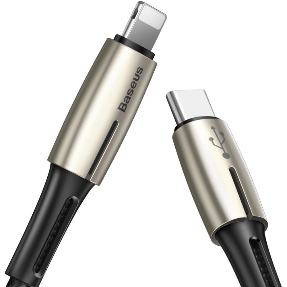 Hurtownia GSM - Kabel USB-C do Lightning PD Baseus Waterdrop z diodą LED, 18W, 1,3m (czarny) - BSU1129BLK - {ean13} - Hurt