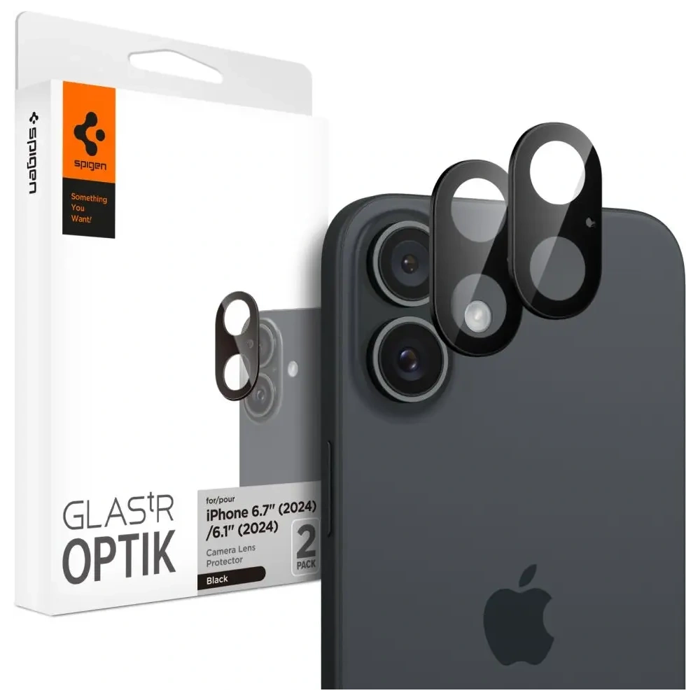 Hurtownia GSM - Szkło hartowane na aparat Spigen GLAS.tR Ez Fit Optik Pro Camera Protector Apple iPhone 16 / 16 Plus Black [2 PACK] - SPN16490 - {ean13} - Hurt
