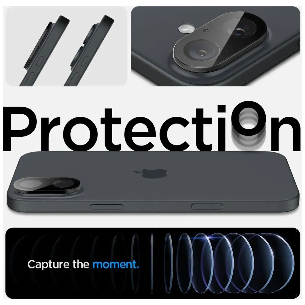 Hurtownia GSM - Spigen GLAS.tR Ez Fit Optik Pro Kamera Védő Apple iPhone 16 / 16 Plus Fekete [2 CSOMAG] - SPN16490 - {ean13} - Hurt