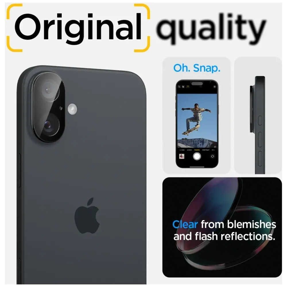 Hurtownia GSM - Spigen GLAS.tR Ez Fit Optik Pro Kamera Védő Apple iPhone 16 / 16 Plus Fekete [2 CSOMAG] - SPN16490 - {ean13} - Hurt