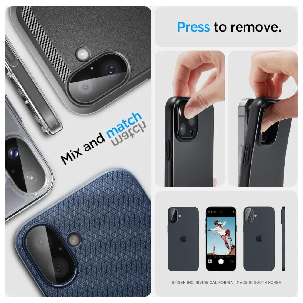Hurtownia GSM - Spigen GLAS.tR Ez Fit Optik Pro Kamera Védő Apple iPhone 16 / 16 Plus Fekete [2 CSOMAG] - SPN16490 - {ean13} - Hurt