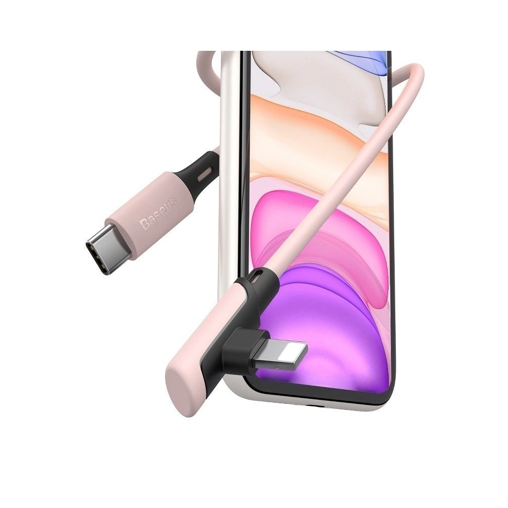 Wholesale Baseus Colourful Elbow Type-C to iP Cable PD 18W 1.2m Pink - BSU1134PNK - {ean13} - Hurt