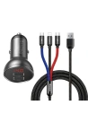Ładowarka samochodowa Baseus z wyświetlaczem 24W + kabel USB 3w1 Baseus Three Primary Colors 1,2m