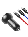 Hurtownia GSM - Ładowarka samochodowa Baseus z wyświetlaczem 24W + kabel USB 3w1 Baseus Three Primary Colors 1,2m - BSU1139 - {ean13} - Hurt