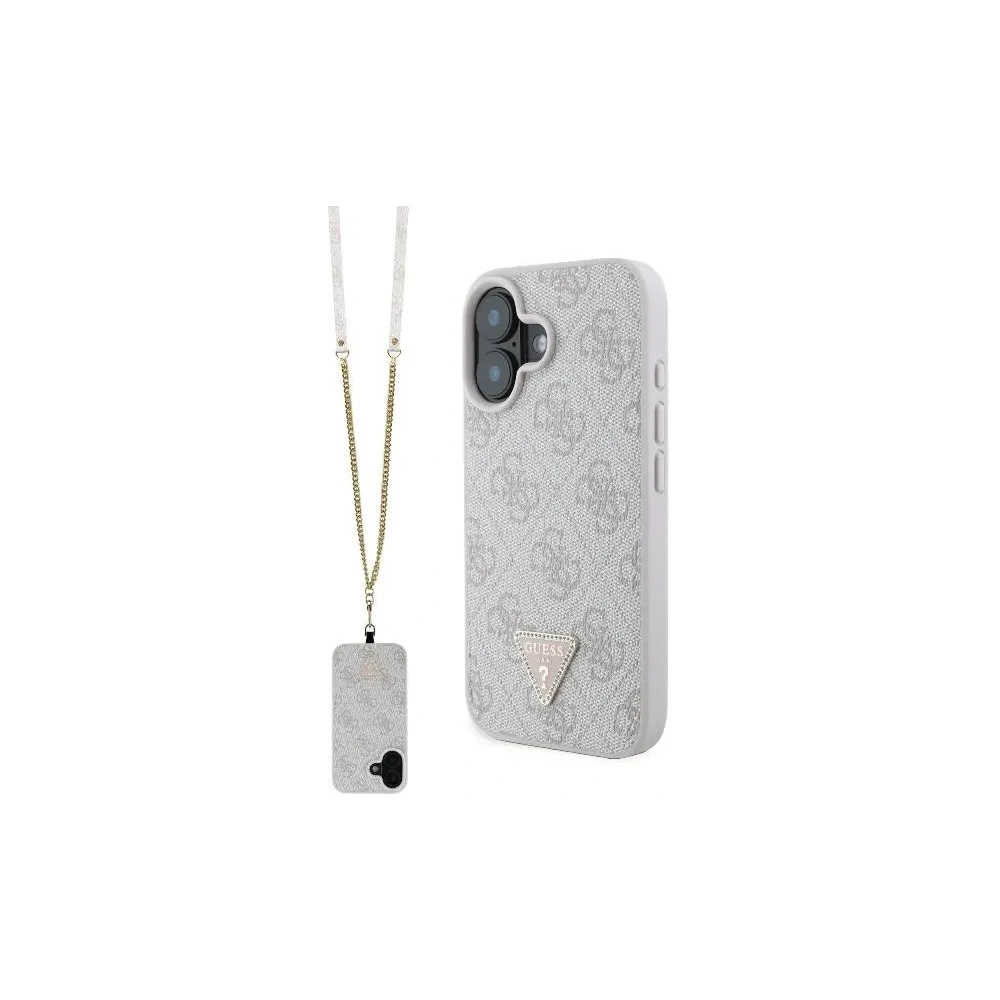 Hurtownia GSM - Guess GUHCP16SP4TDSCPP Apple iPhone 16 husă din piele tare cu logo din metal, strass, crossbody roz - GUE004053 - {ean13} - Hurt