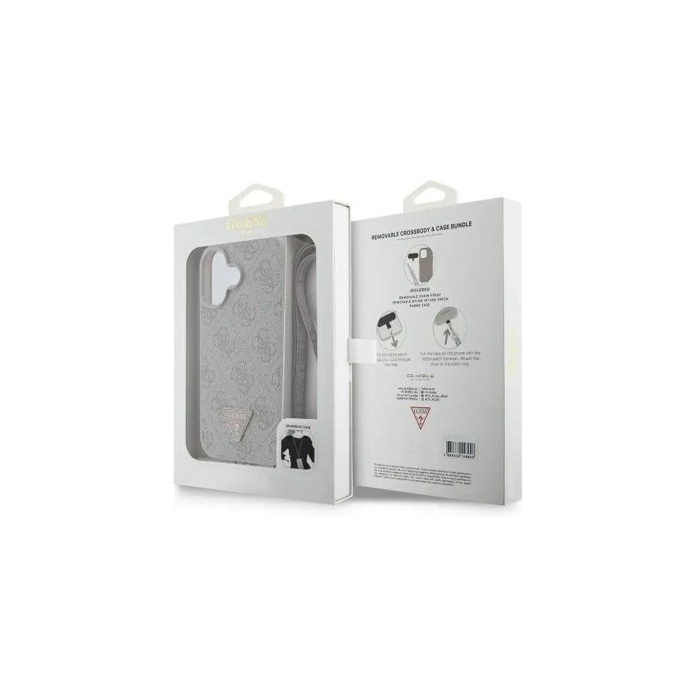Hurtownia GSM - Guess GUHCP16SP4TDSCPP Apple iPhone 16 kemény tok Bőr Fém Logó Strassz Keresztpántos rózsaszín - GUE004053 - {ean13} - Hurt