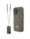 Guess GUHCP16SP4TDSCPW Apple iPhone 16 Hartschale Leder Metall Logo Strass Crossbody braun