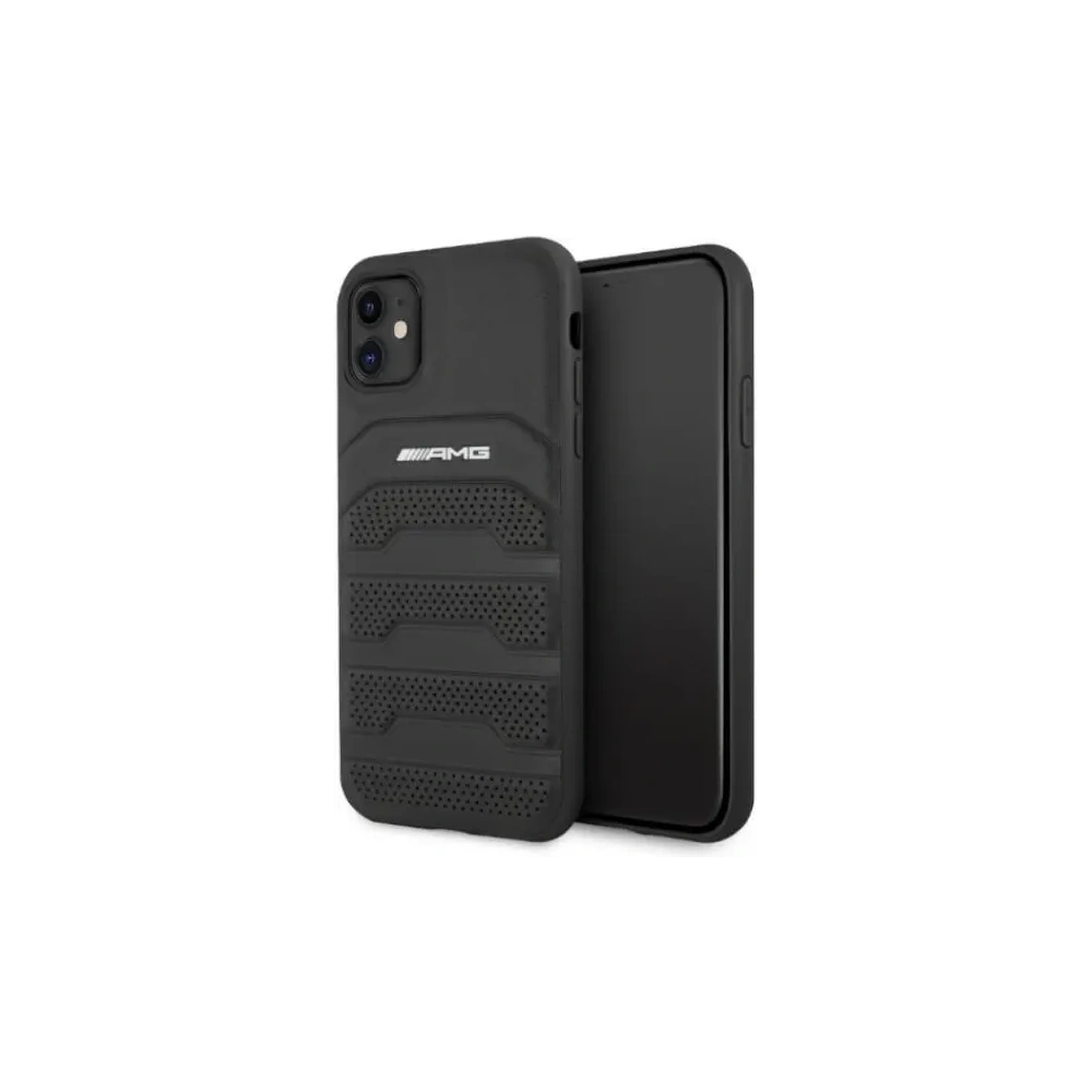Hurtownia GSM - AMG AMHCN61GSEBK Apple iPhone 11 / XR husă tare din piele cu linii debosate neagră - MRS100 - {ean13} - Hurt