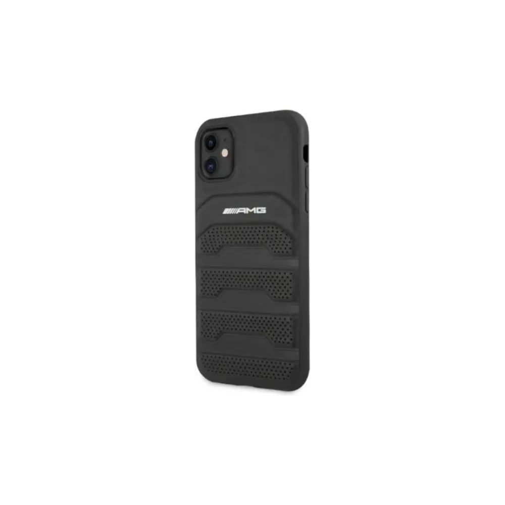 Hurtownia GSM - AMG AMHCN61GSEBK Apple iPhone 11 / XR husă tare din piele cu linii debosate neagră - MRS100 - {ean13} - Hurt