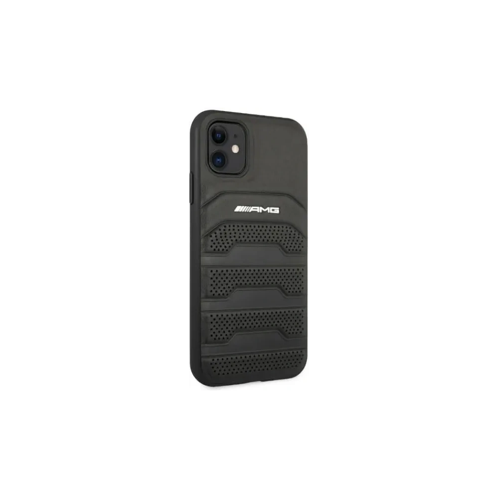 Hurtownia GSM - AMG AMHCN61GSEBK Apple iPhone 11 / XR husă tare din piele cu linii debosate neagră - MRS100 - {ean13} - Hurt